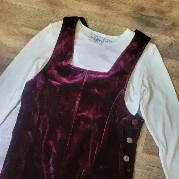 Vintage Y2K Studio Ease 2-Piece Velvet Maxi Burgundy Dress Size 6P - Picture 2 of 7
